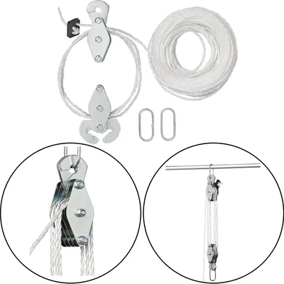 Produktbild von Flaschenzug mit 20Meter 180kg Nylonseil Seilzug Umlenkrolle Handseilzug Seil