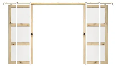 Produktbild von Versenkbare Doppeltüren aus Holz und gehärtetem Glas - 3 Fenster - 2 x H 205 x B 83 cm - ACOSTA II