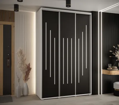 Obrázek produktu pro Šatní skříň ASIRI 8 - 150/45 cm, bílá / černá / stříbrná
