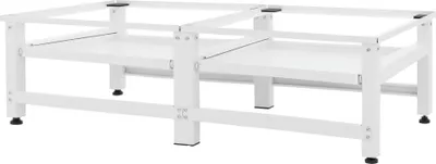 Produktbild von ML-Design Doppel Waschmaschinen-Untergestell mit 2 ausziehbaren Ablagen, Weiß, Stahl, bis 150kg, Waschmaschinensockel, Doppeluntergestell Doppelpodest