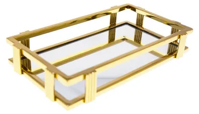 Produktbild von Rechteckiges, vergoldetes Spiegeltablett  31 x 18 x 5 cm