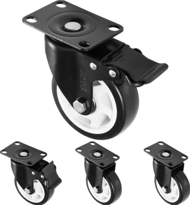 Produktbild von H&S Schwerlastrollen 100 mm - Rollen für Möbel - 4er Set - Gummi Lenkrollen mit Bremse - Doppelte Kugellager-Drehköpfe - Transportrollen Möbelrollen -