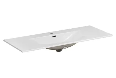 Zdjęcie produktu dla SKY120-8099 Umywalka meblowa biała ceramiczna 121 x 46 cm bez odpływu liniowego