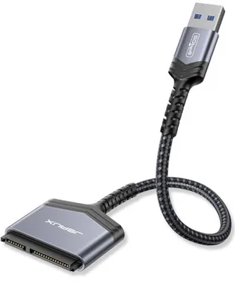 Produktbild von SATA auf USB Adapter für 2.5 Zoll SSD und HDD Festplatten, USB 3.0 zu SATA III Festplatten Adapter Nylon Kabel [Unterstützt UASP] Kompatibel mit Windows, MacOS, ChromeOS, Linux-Grau