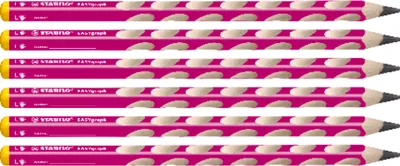 Produktbild von Ergonomischer Dreikant-Bleistift für Linkshänder - STABILO EASYgraph in pink - 6er Pack - Härtegrad HB