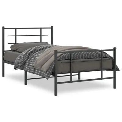 Produktbild von vidaXL Bettgestell mit Kopf- und Fußteil Metall Schwarz 100x200 cm
