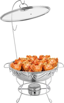 Produktbild von Runder Chafing Dish Standfuß, Chafing Dish, Speisenwärmer Warmhaltebehälter 6L für Buffet