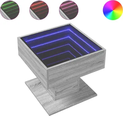 Image de vidaXL Table basse LED Gris Sonoma 50x50x45 cm Bois composite