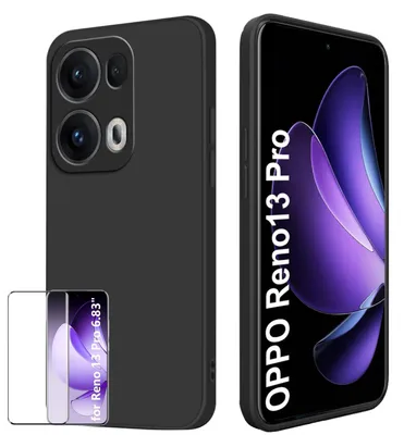 Produktbild von Für Oppo Reno 13 Pro 5G Silikon TPU Case Schwarz + Curved H9 Glas Folie Handy Hülle Schutz