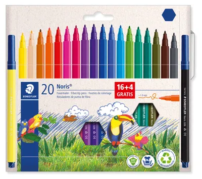 Produktbild von STAEDTLER Noris 326 Fasermaler Etui mit 16+4 Farben
