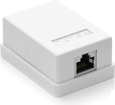 Produktbild von deleyCON 1x CAT 6a Netzwerkdose 1x RJ45 Buchse FTP geschirmt Aufputz Montage 10 Gbit Ethernet Netzwerk LAN Dose RAL 9003 Signalweiß