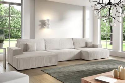 Produktbild von Wohnlandschaft Schlafsofa CORUNIA Stoff Poso Altweiß