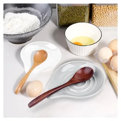 Produktbild von Keramik Löffelablage für Küche, Hitzebeständig Spoon Rest, Chunky Großer Kochlöffelablage für Schöpfkelle, Löffel, Pfannenwender, Spülmaschinenfest, Weiß