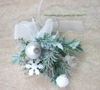 Produktbild von Winterliche Tischdeko grün geeist ca. 16 cm