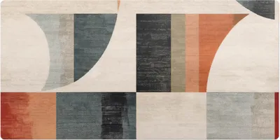Obrázok produktu pre Geometrické Retro Tvary – Podložka na stôl – Kancelárska podložka na písací stôl – 120x60 cm – Veľká ochranná podložka – Pracovná podložka – Protišmyková podložka
