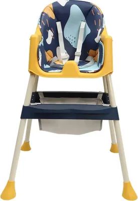 Image de Chaise haute pour bébé, réglable en hauteur, design pliable, jaune