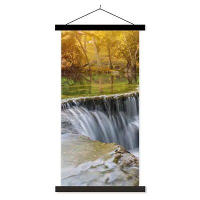 Produktbild von MuchoWow® Textilposter Herbst - Wasserfall - Natur - Bäume 40x80 cm mit schwarzem Rahmen - Wandemalerei