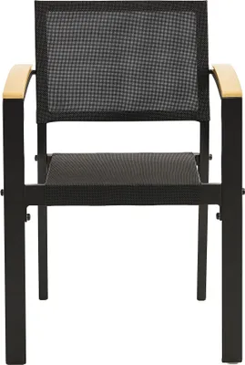 Produktbild von 4er-Set ATHENA | Bistro Textilen Stuhl | Schwarz | Textilene-Polyestergewebe | Stapelbar | Textilen Gewebe Stuhl, Terrassen Textilen Stuhl, Outdoor Textilen Stuhl