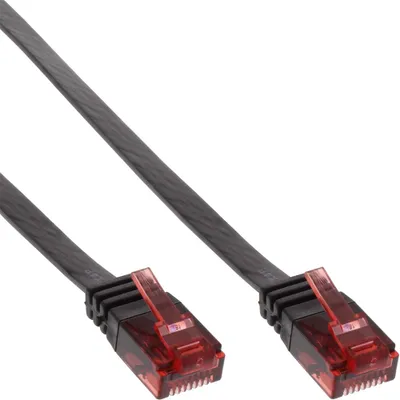 Produktbild von InLine Patchkabel flach, U/UTP, Cat.6, schwarz, 7m, 7 m, Cat6, U/UTP (UTP), RJ-45, RJ-45, Schwarz