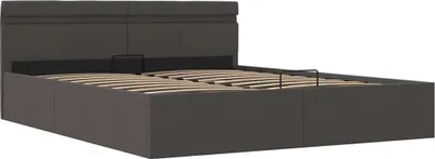 Produktbild von vidaXL Bett mit Bettkasten Hydraulisch LED Dunkelgrau Stoff 180x200 cm