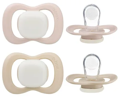 Imagen del producto de b.box Mordedores de silicona Dudlíky, a partir de 6 meses, 2 unidades - Color rosa claro/beige (GLOW)