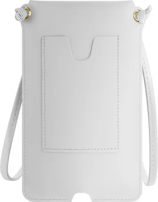 Produktbild von Smartphone-Schultertasche mit Kartenfach aus weißem Kunstleder