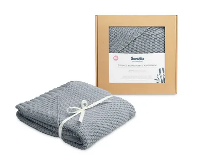 Produktbild von SENSILLO 100% Bambus Geschenkdecke mit Kapuze - Handwaschbar - 90x85 cm - Graphit