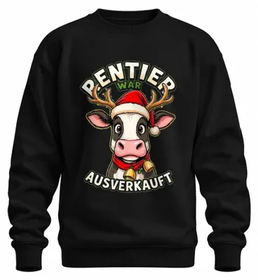 Produktbild von Rentier war t lustige Kuh Weihnachten Landwirt Sweatshirt Pullover, Schwarz, M