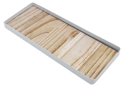 Immagine prodotto di 3.01 Vassoio in metallo con base in legno - circa 45,5 x 18 cm - Decorazione in bianco/natura