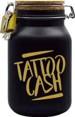 Produktbild von Spardose Geld Geschenk Ideen Tattoo Cash Schwarz Gold Größe XXL 3 Liter