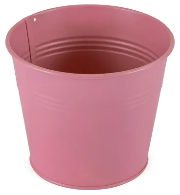 Image de Pot de fleurs en métal rose 16 x 15 cm