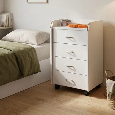 Image de Manco - Commode, 40x36x65h cm Blanc, 4 Tiroirs