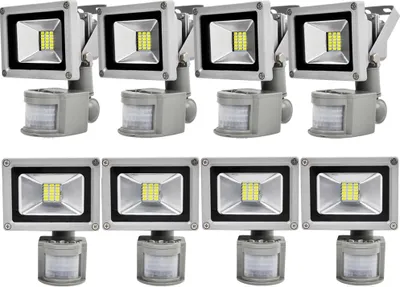 Produktbild von Greenmigo 8x 20W SMD Fluter mit Bewegungsmelder Strahler Kaltweiß IP65 Wasserdicht LED Lampe Wandleuchter Flulicht Flutbeleuchtung LED Gartenlampe Außenstahler