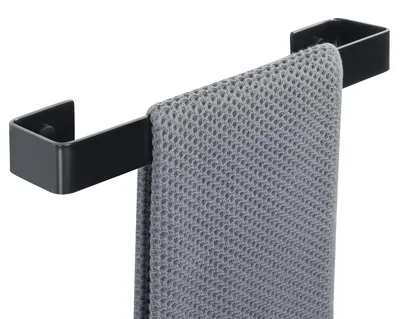 Productafbeelding van Handdoekhouder zwart, gastendoekhouder, wandmontage, roestvrij staal, handdoekring, handdoekhouder voor badkamer en keuken, 30 cm, EGJF300-B