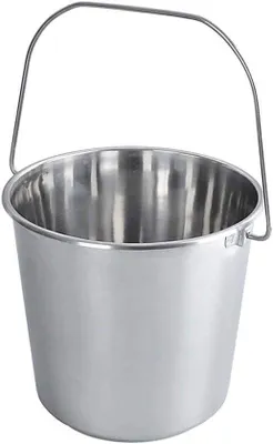 Image de Seau en acier de 5 litres - Cruche de cuisine, cruche à eau pour animaux, cruche à lait - Convient pour les aliments