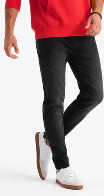 Produktbild von Ombre Herren-Jogginghose aus Denim mit asymmetrischen Nähten schwarz L