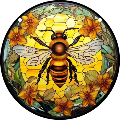 Produktbild von Handgefertigter Bienen-Sonnenfänger aus Buntglas KP32354