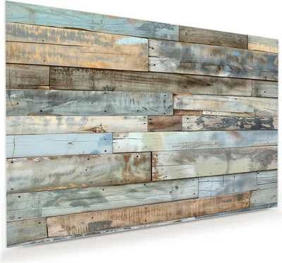 Produktbild von Glasbild 90x60cm in XXL für Wohnzimmer, Schlafzimmer Motiv Alte Holzplanken
