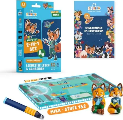 Produktbild von Doppelstarterset Mika 1 + Mika 2 EXKLUSIV (inkl. Spiel- und Lernheft + dunkelblauer Stift)