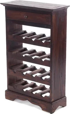 Produktbild von WEINREGAL CORTEZ | 85x55cm(HxB) Flaschenregal aus Holz mit Schublade | Farbe: 03 dunkelbraun