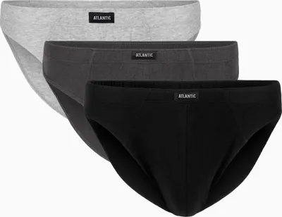 Produktbild von Herren Slips 3er Pack Atlantic grau schwarz weiß 100% Baumwolle M