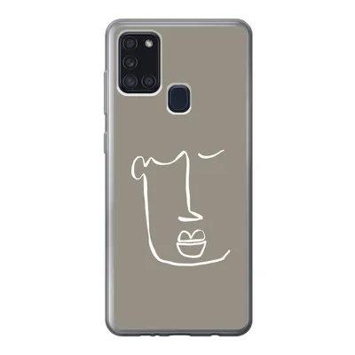 Produktbild von MuchoWow® Handyhülle Schutzhülle Hülle für Samsung Galaxy A21s Lippen - Abstrakt - Strichzeichnung Silikon Softcase Handy Hülle - Hartschale