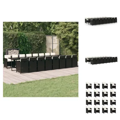 Produktbild von vidaXL 17-tlg. Garten-Essgruppe mit Kissen Schwarz Poly Rattan -  Gartenmöbel-Sets