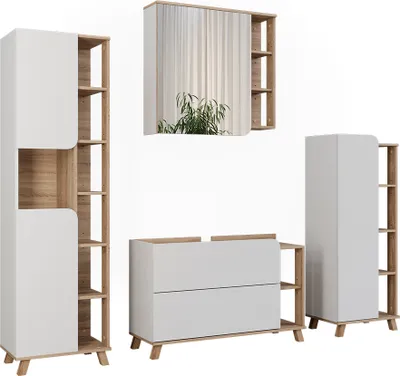 Immagine prodotto di Set di mobili da bagno Vicco Karen Sonoma/Bianco 4 parti, Model 55430