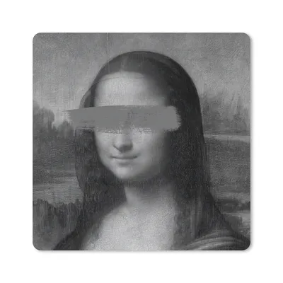 Produktbild von MuchoWow® Mauspad Mousepad Mona Lisa - Leonardo da Vinci - Schwarz - Weiß 20x20 cm - Mousepads - Maus Mat - Pad - Mausunterlage - Desk Mat - Bureauartikeln