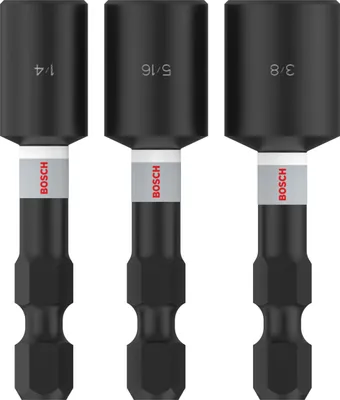 Imagen del producto de Juego de puntas de impacto PRO Nutsetter, 1/4" x 50 mm, 5/16" x 50 mm, 3/8" x 50 mm, juego de 3 piezas.