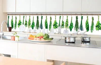 Produktbild von Küchenrückwand Folie selbstklebend KRÄUTER 350 x 60 cm - Klebefolie - Dekofolie - Spritzschutz für Küche -