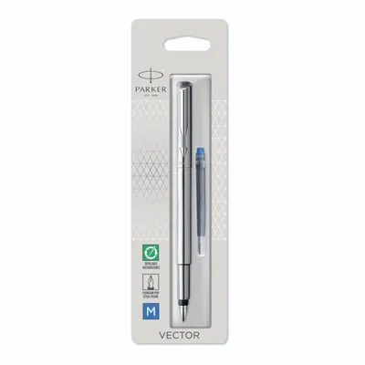 Produktbild von PARKER Füllfederhalter Vector Edelstahl M blau Geschenkverpackung