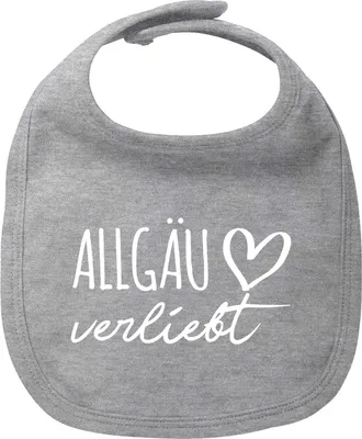 Produktbild von Huuraa Baby Lätzchen Allgäu verliebt Heather Grey Klettverschluss  Baumwolle Latz Geschenkidee
