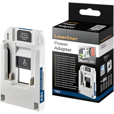 Image de Adaptateur Laserliner PowerAdapter pour Bosch 18V Professional, adaptateur pour appareils Laserliner Multi-18V, adaptateur de système de batterie, IP54, 72 g